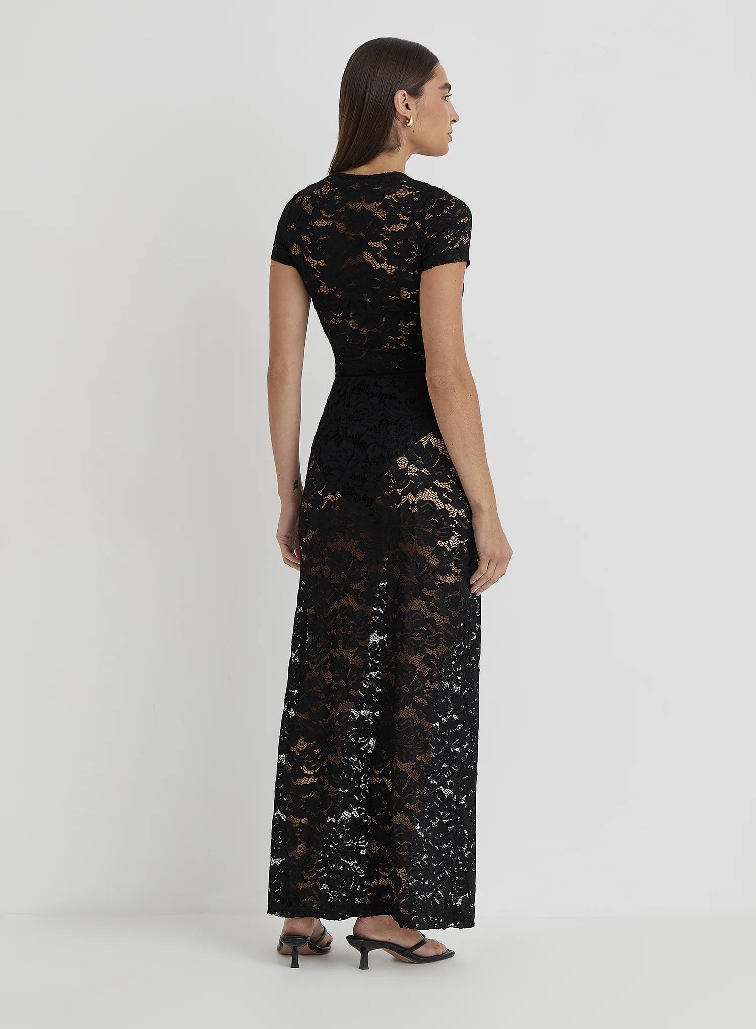 Black Short Sleeve Lace Top