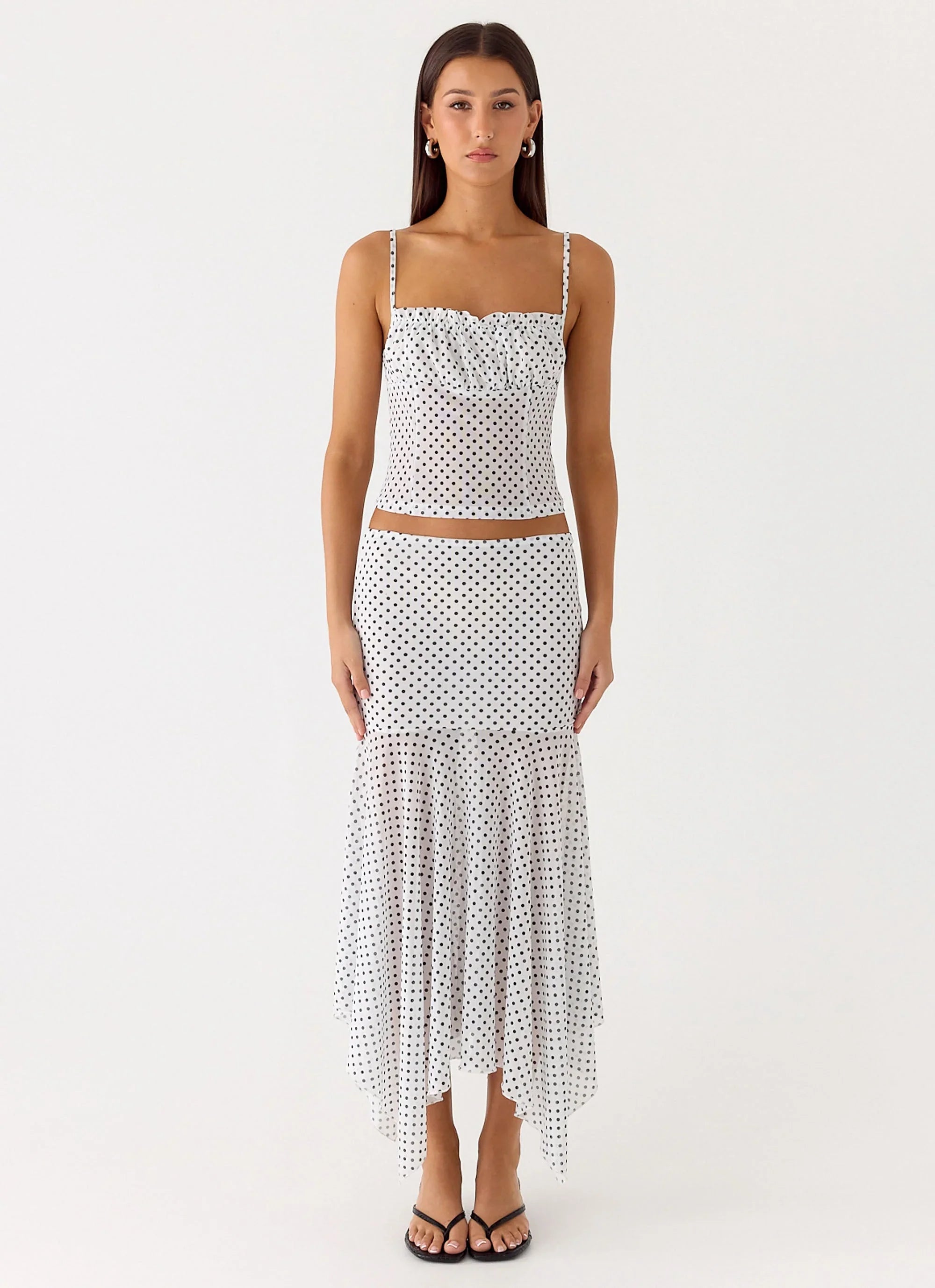 Buffy Maxi Skirt White Polkadot