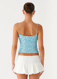 French Exit Sequin Top Blue