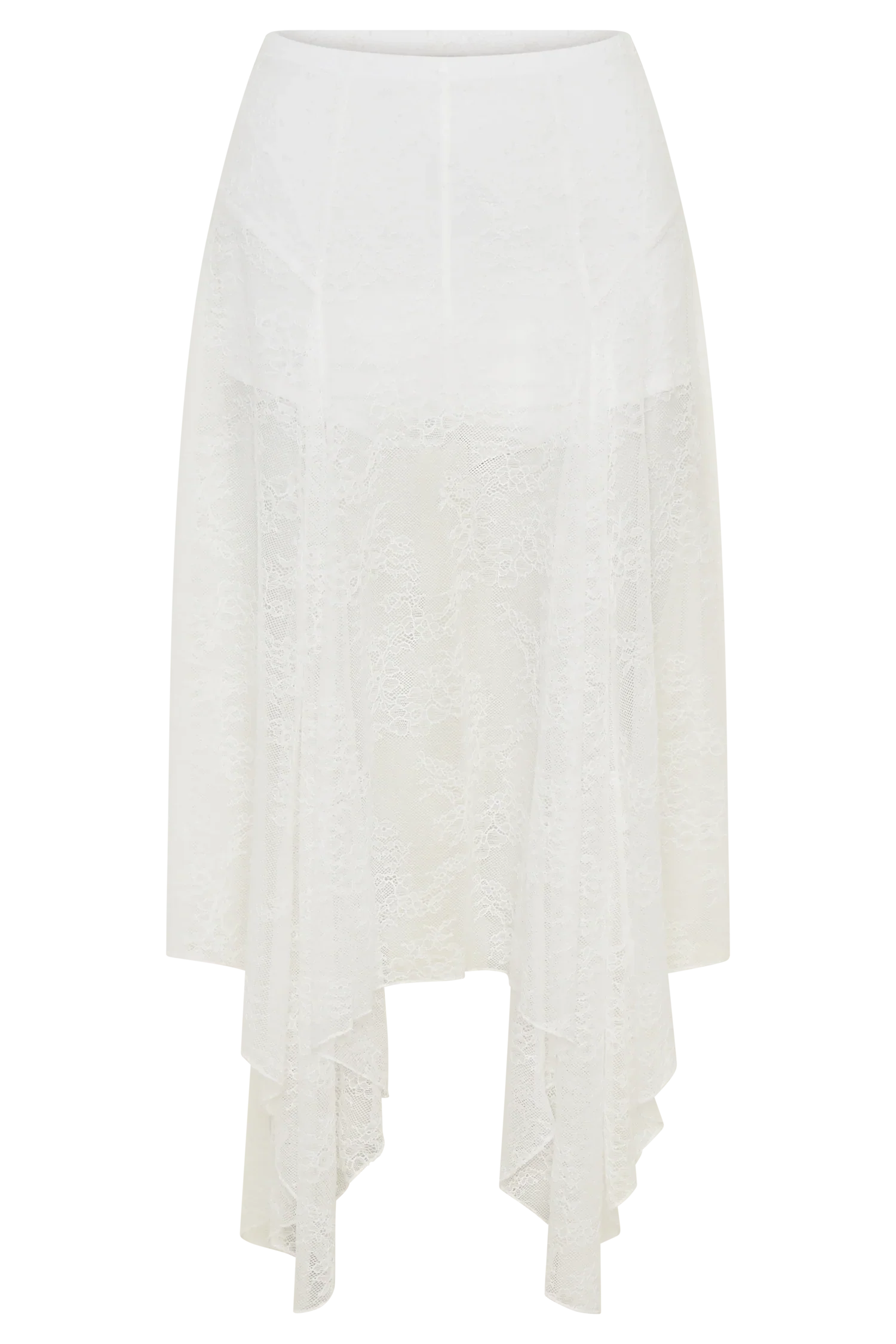 Haime Lace Hankie Midi Skirt Ivory