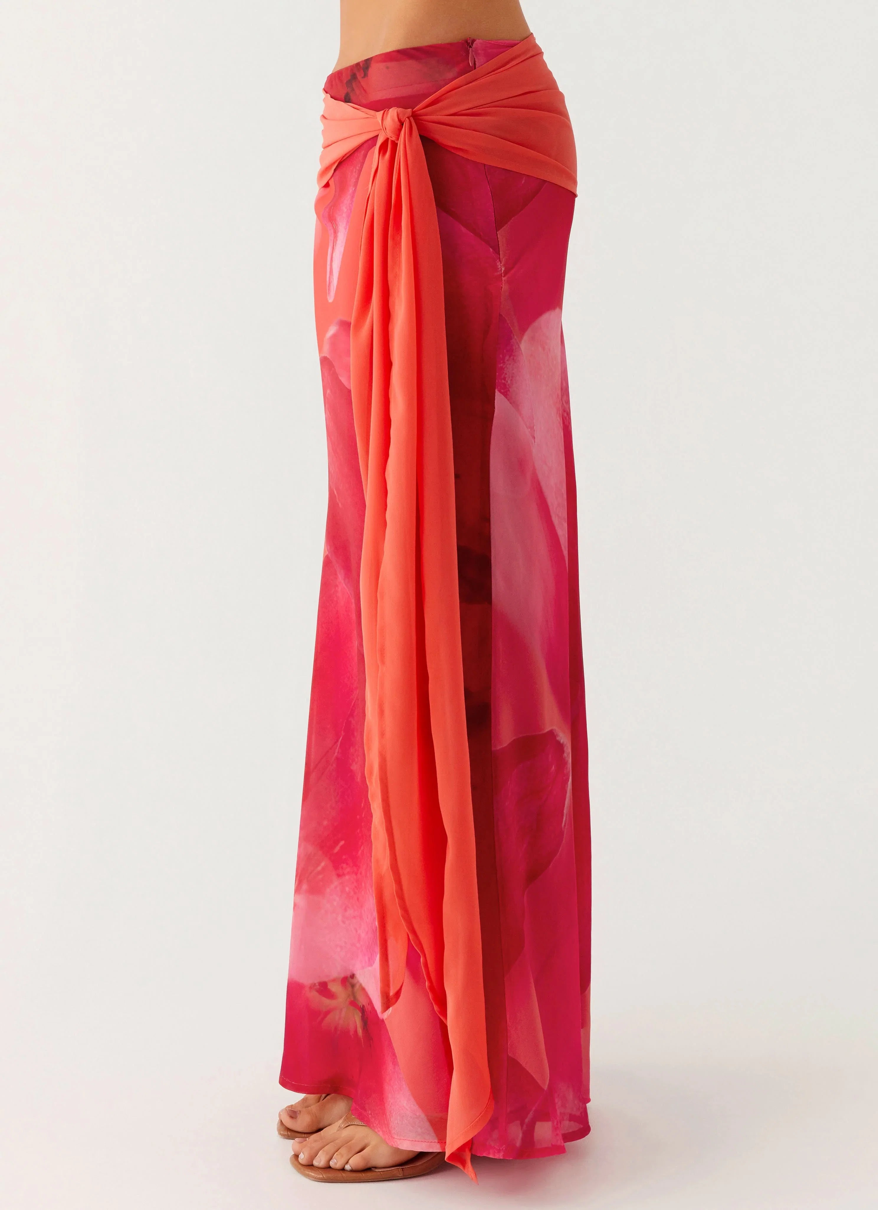 Raya Maxi Skirt Peach Watermelon Flower
