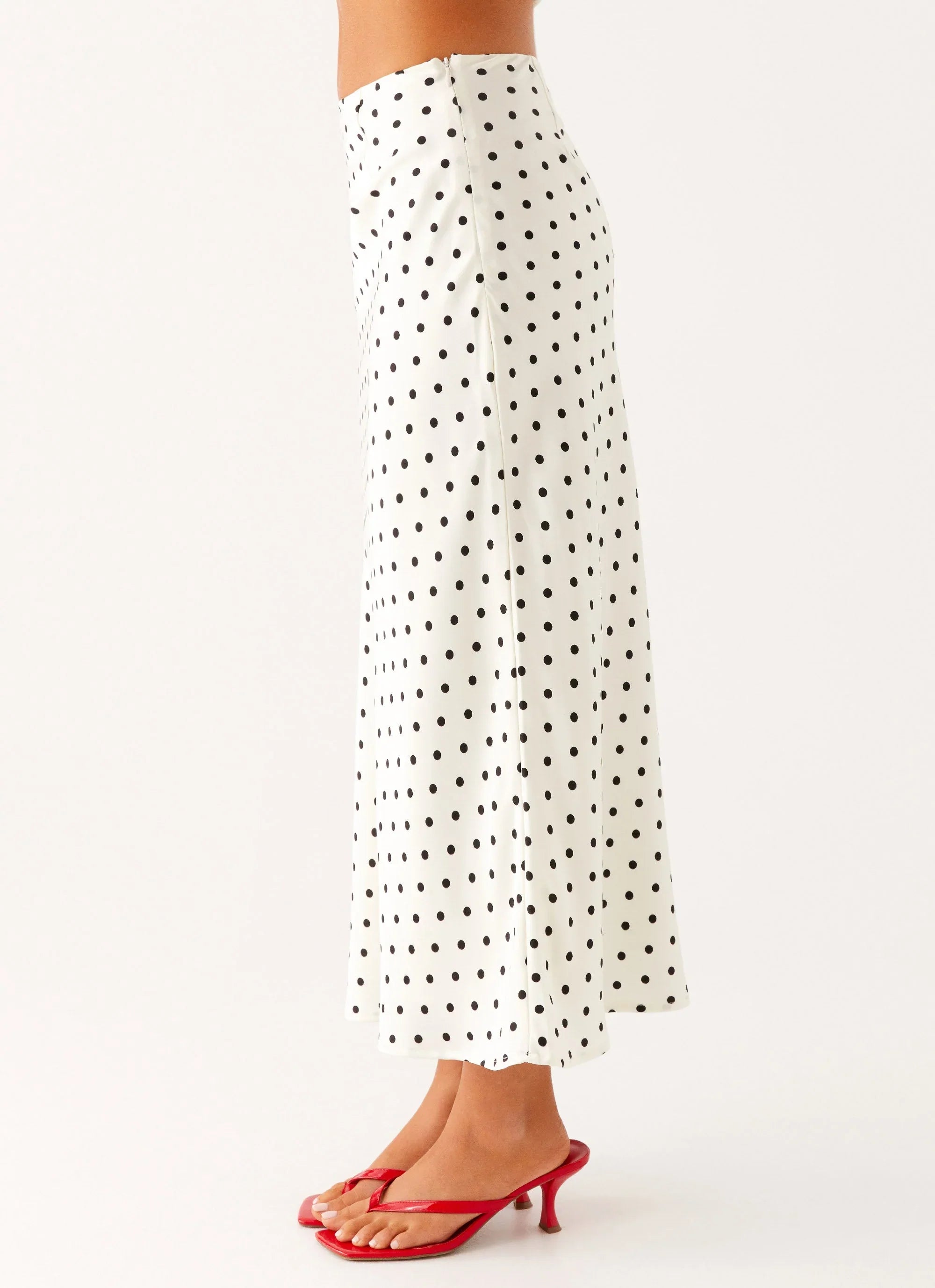 Breanne Midi Skirt White Polka Dot