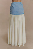 Tully Chiffon Denim Maxi Skirt 80S Blue