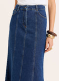 Indigo Wash Panelled Denim Maxi Skirt