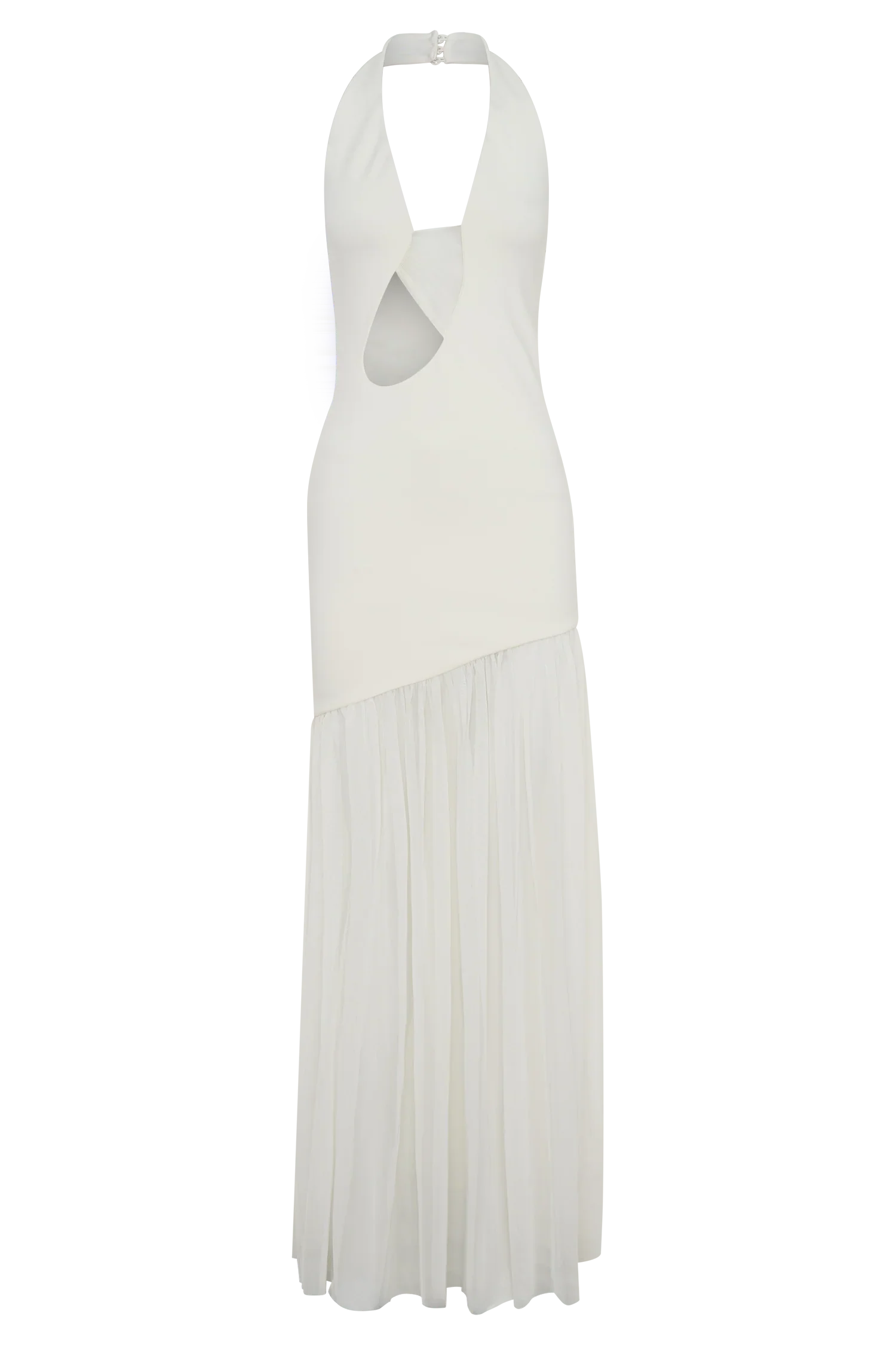 Aubree Crepe And Mesh Maxi Dress Ivory