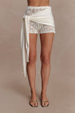 Liora Crochet Shorts With Knit Overlay Ivory