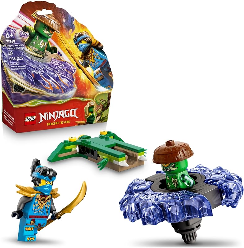 LEGO NINJAGO NYA vs Mutation Monster Spinner Building Toy for Boys Girls Ninja Toy Figures Playset for Kids Ages 6 Includes 2 Minifigures for Pretend Play Gift Idea for Birthdays 71849