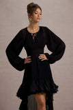 Namir Black High Low Chiffon Maxi Dress