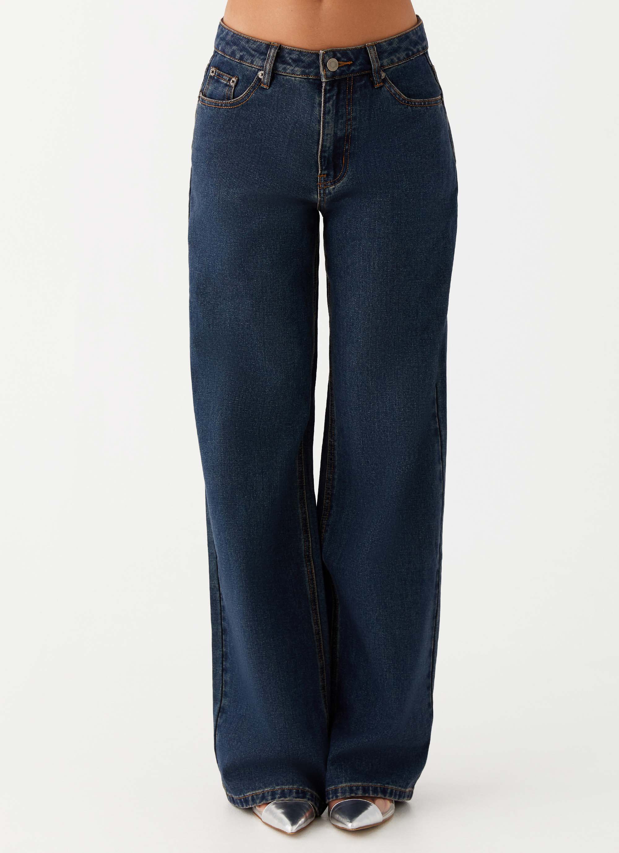 Keanna Low Rise Denim Jeans Washed Denim