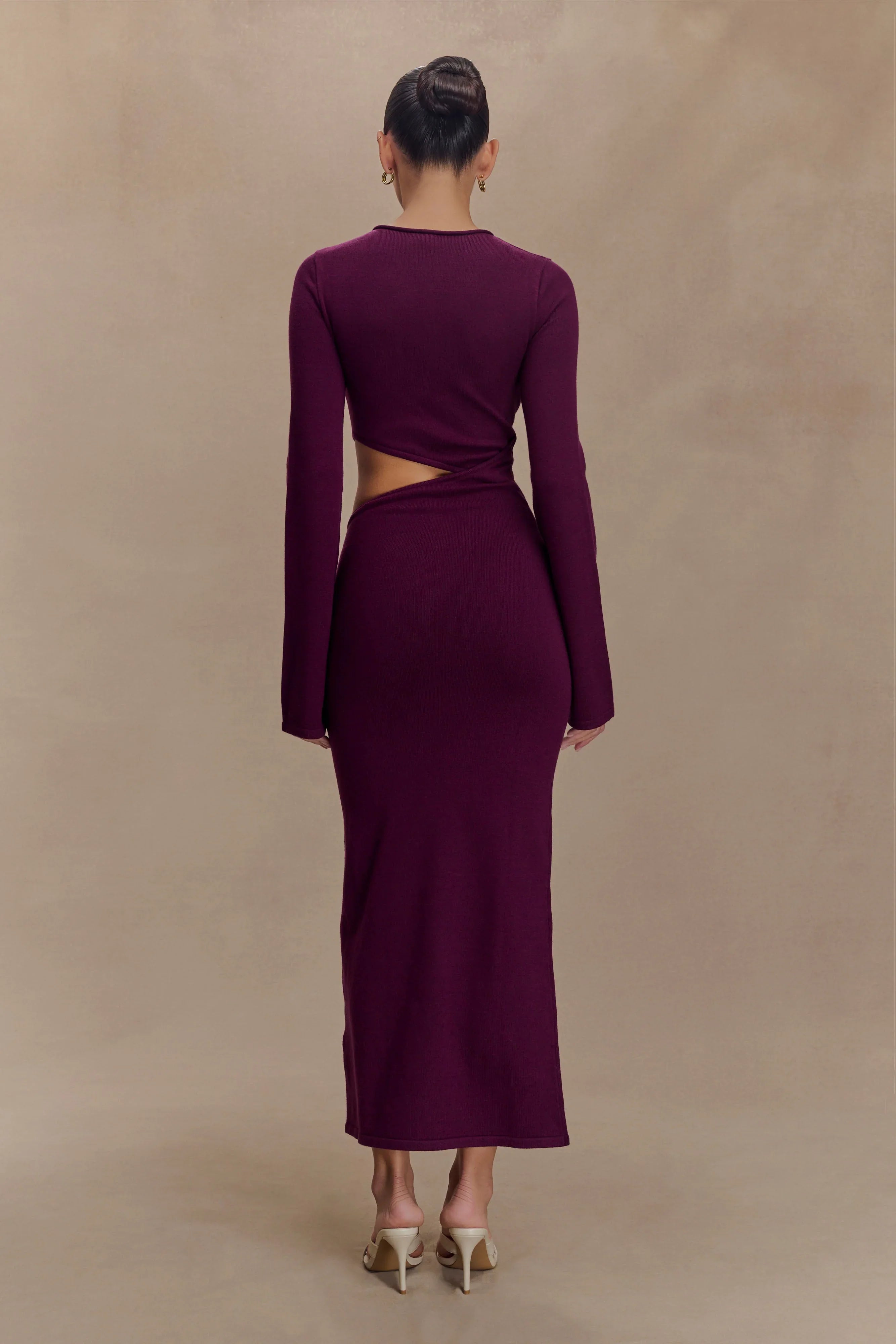 Azariah Long Sleeve Knit Midi Dress Plum