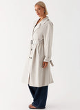 Frenchy Oversized Trench Coat Stone