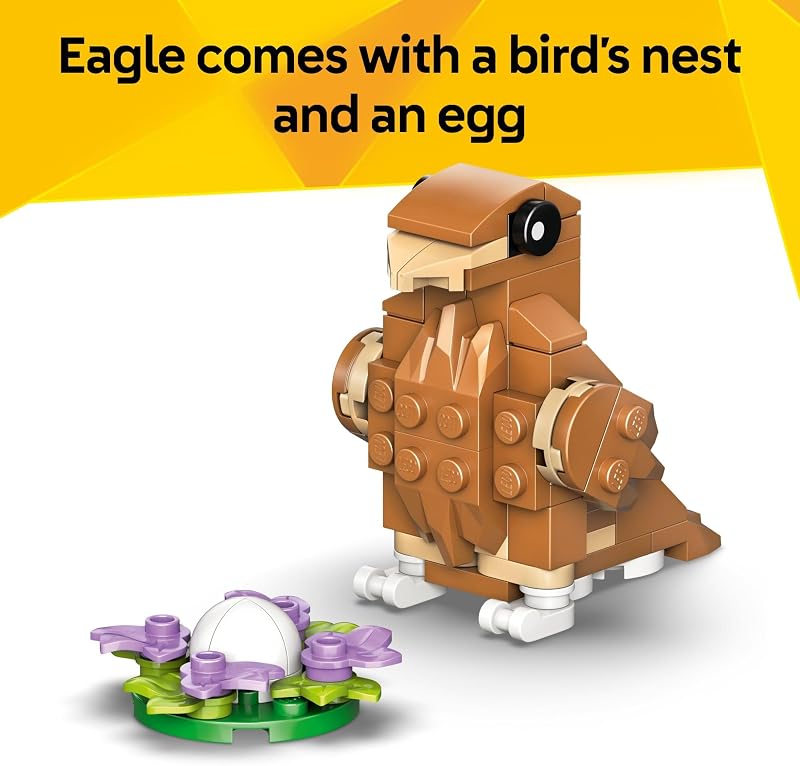 LEGO Creator 3 in 1 Cute Hamster with a Flower Building Toy for Girls Boys Ages 7 Kids Build a Hamster Hedgehog or Eagle Animal Figure Gift Idea for Birthdays 31376