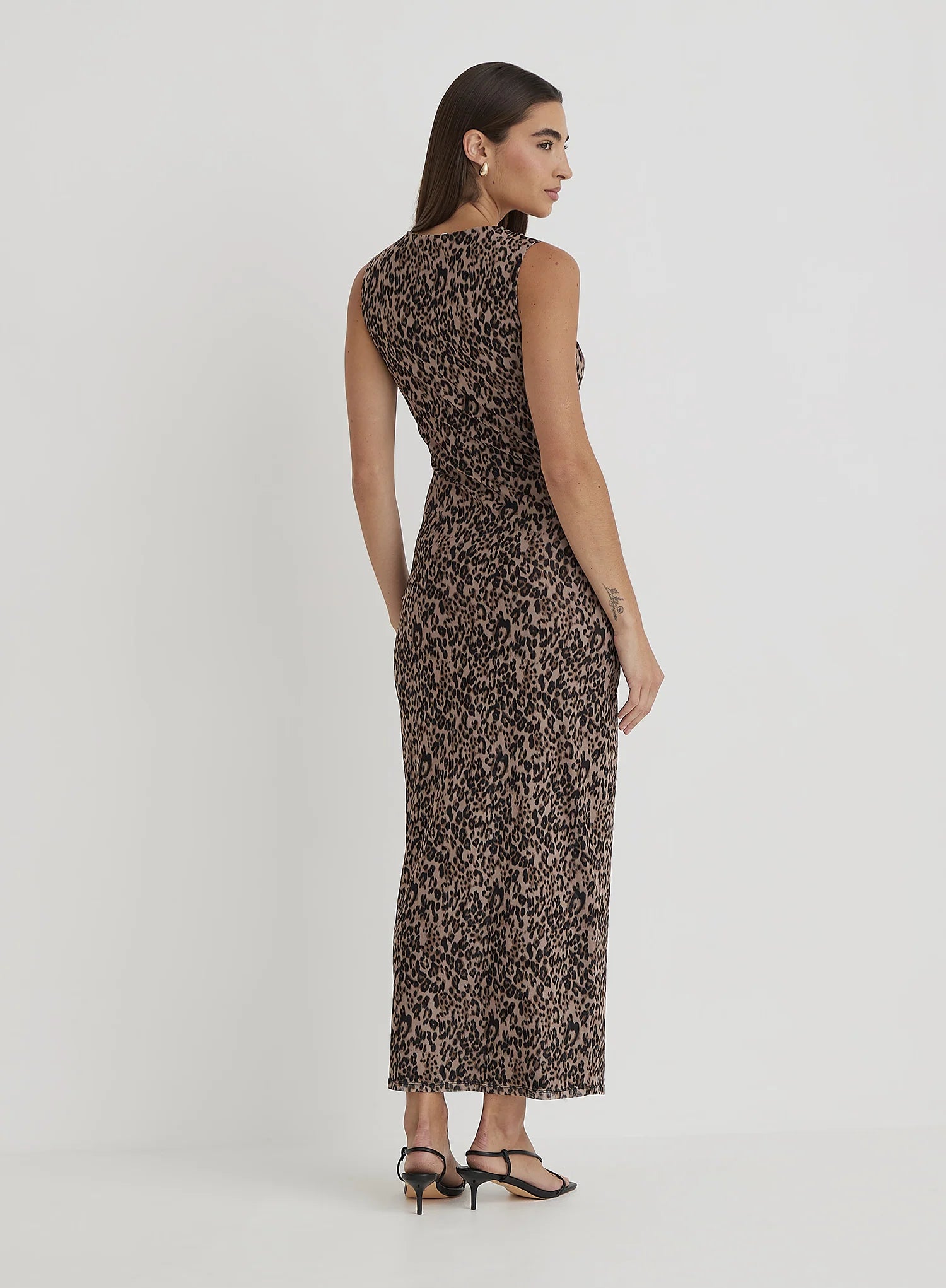 Leopard Print Mesh Maxi Dress Derry