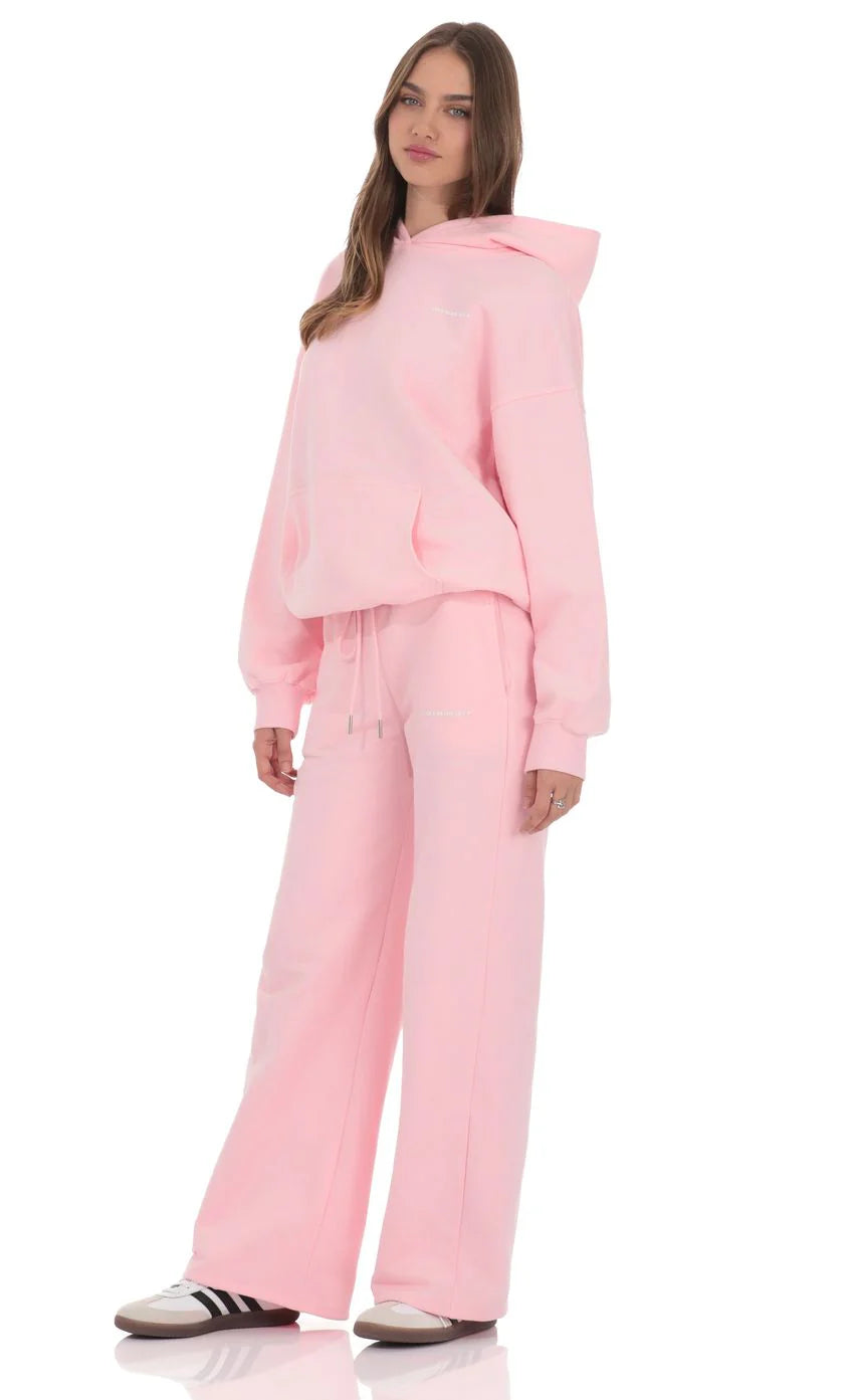 Fleece Straight Sweatpants in Pink
