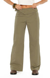 Rewind Green Buckle Detail Straight Leg Pants