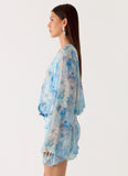 Vanish Into You Mini Dress Aqua Paisley