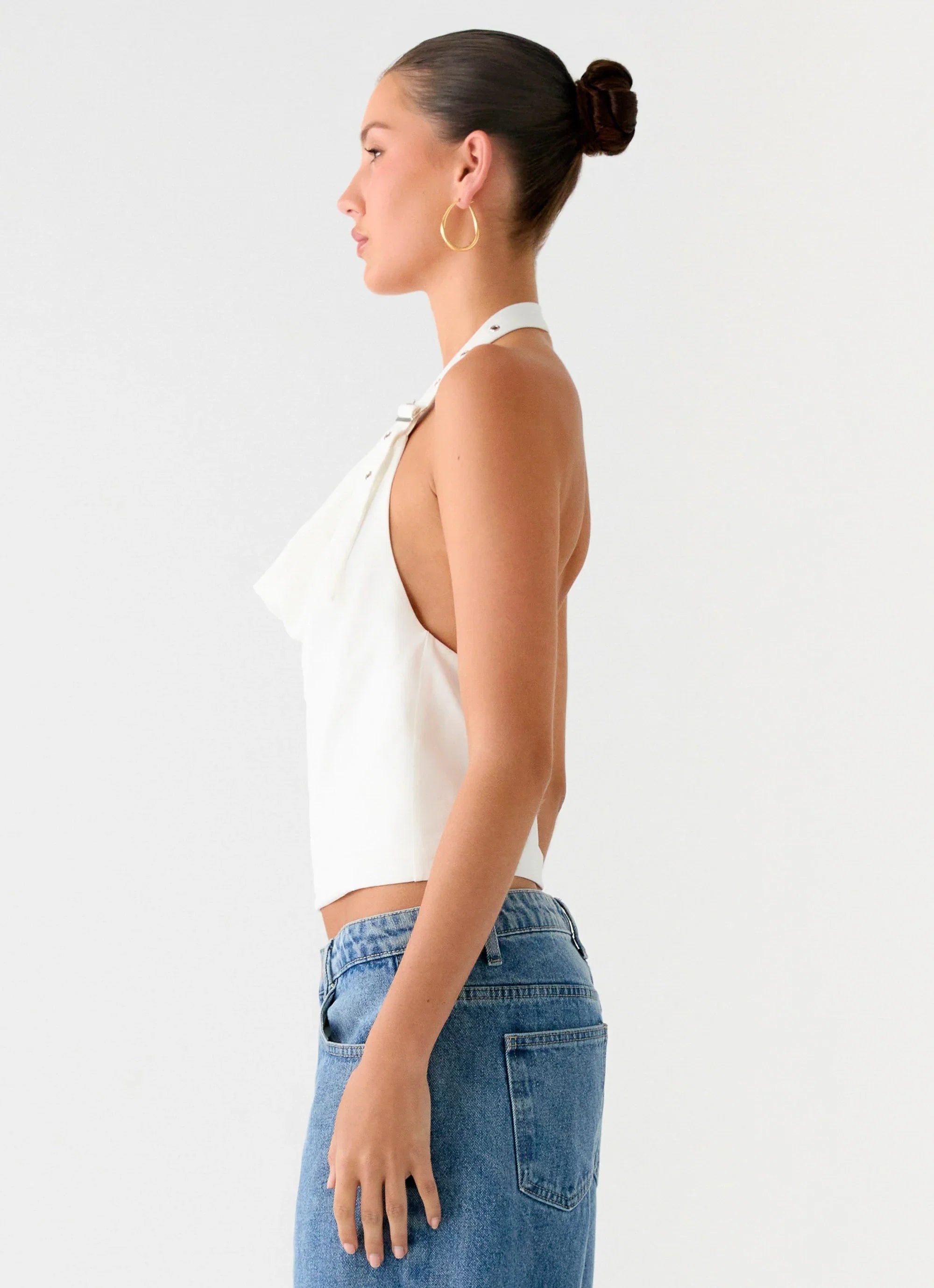 Zaylee Belt Cowl Top White