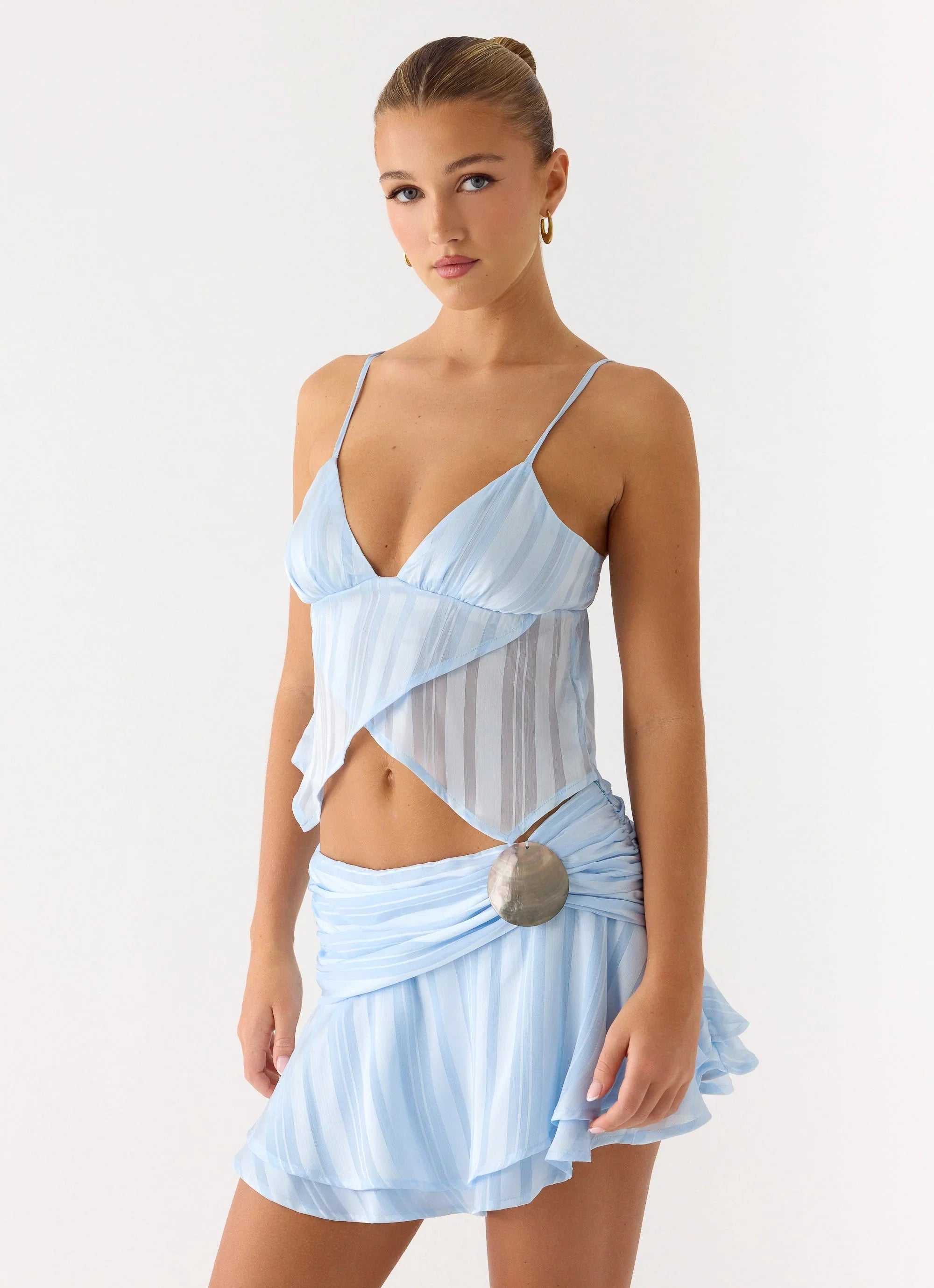 Glynne Shell Mini Skirt Baby Blue