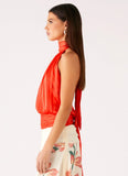 Willow Chiffon Top Coral