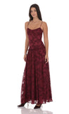 Floral Chiffon Maxi Dress in Burgundy