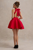 Waverly Red Racer Neck Sleeveless Skater Mini Dress