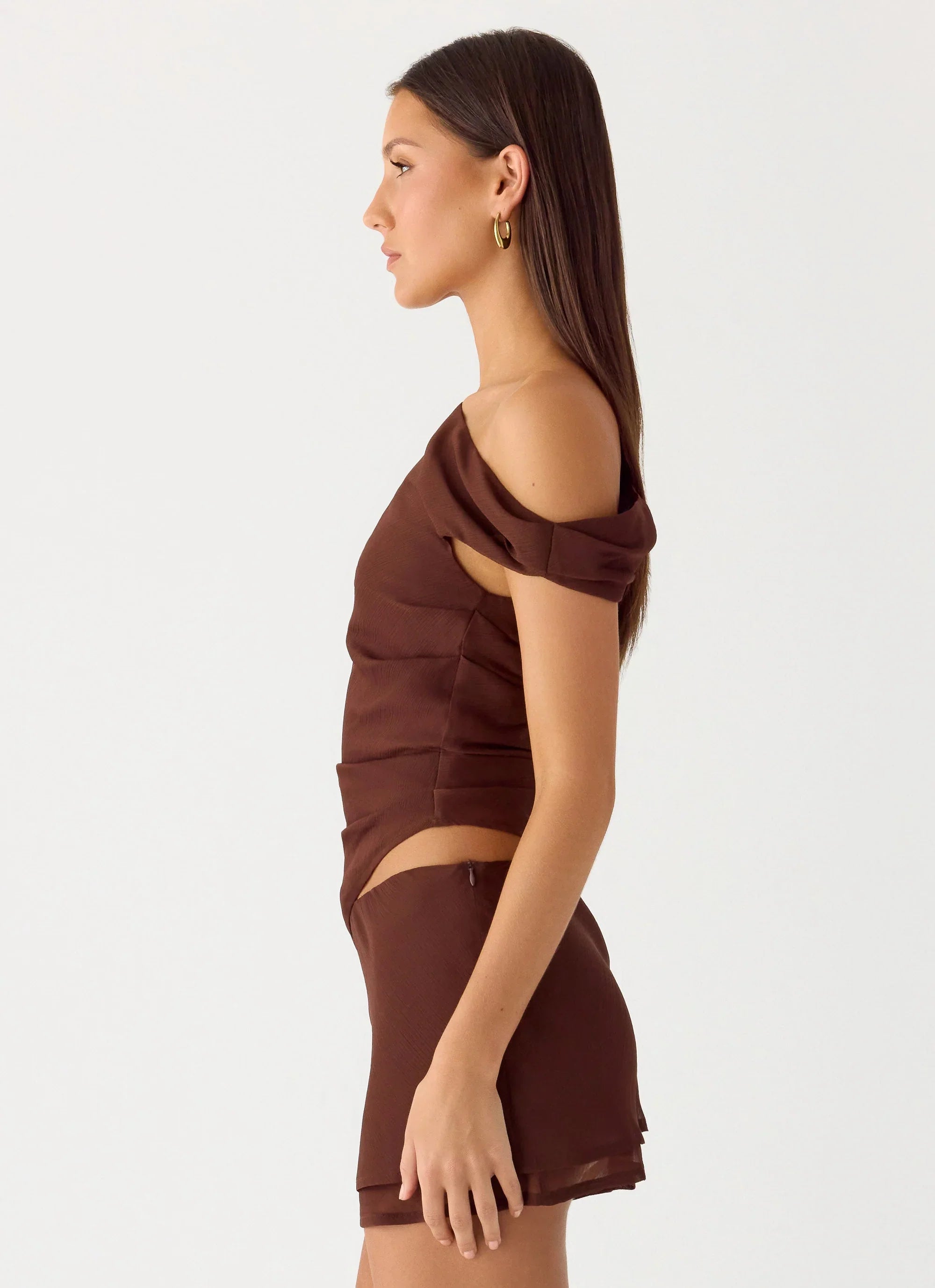 Stereotype One Shoulder Top Chocolate