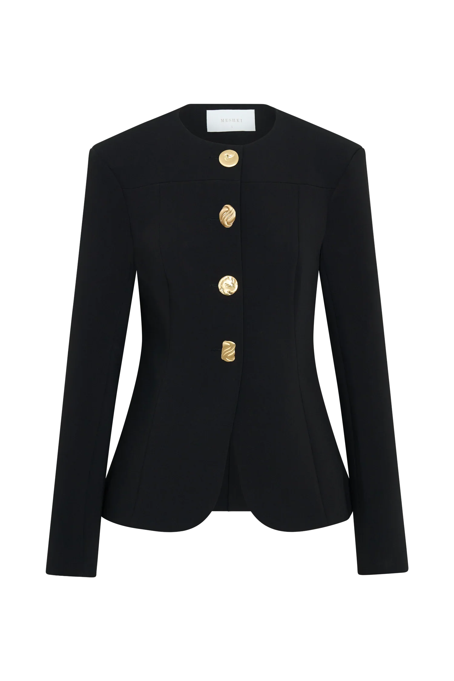 Asia Mixed Button Blazer Black