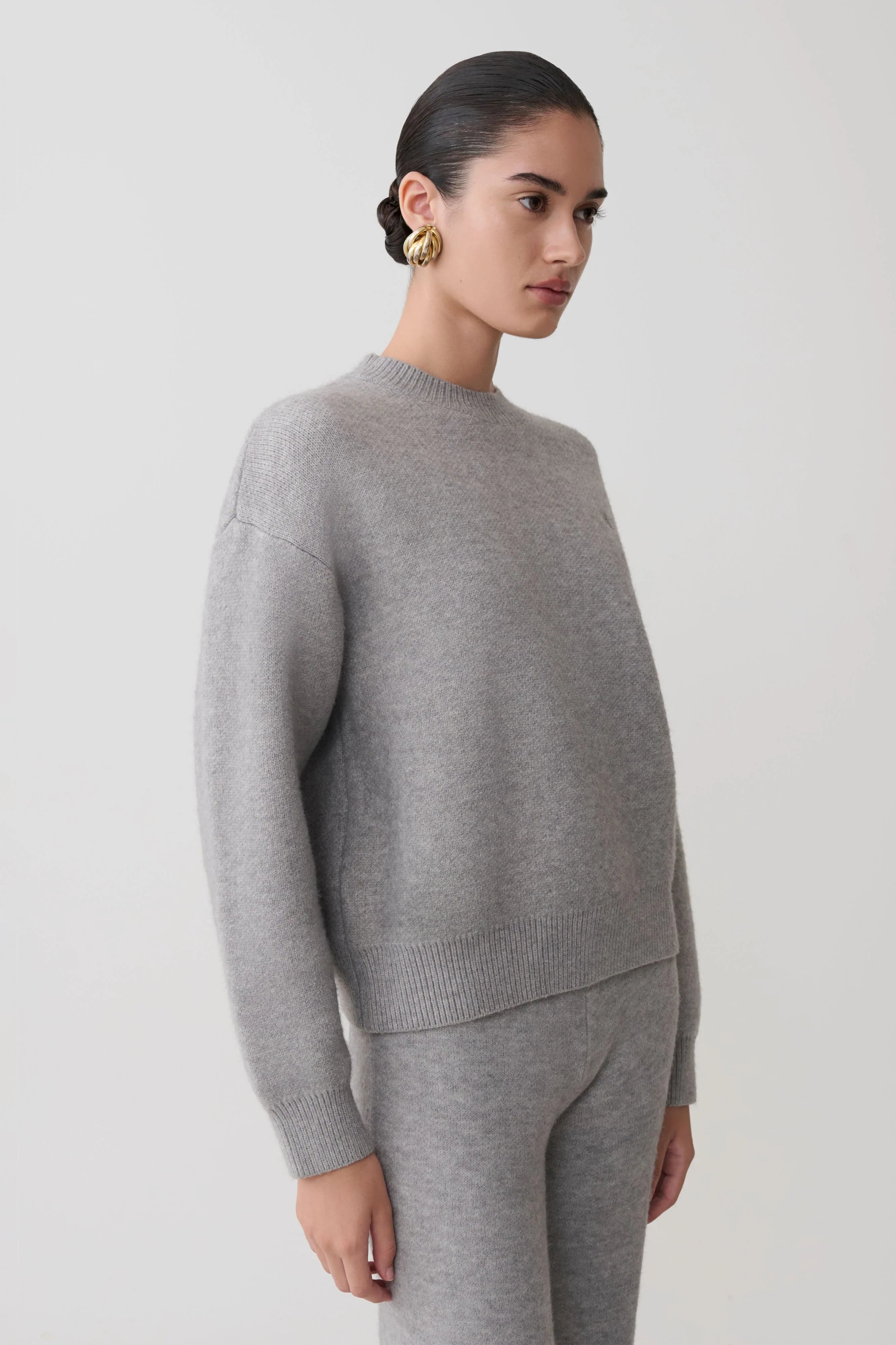 Lulu Oversized Knit Jumper Grey Marle