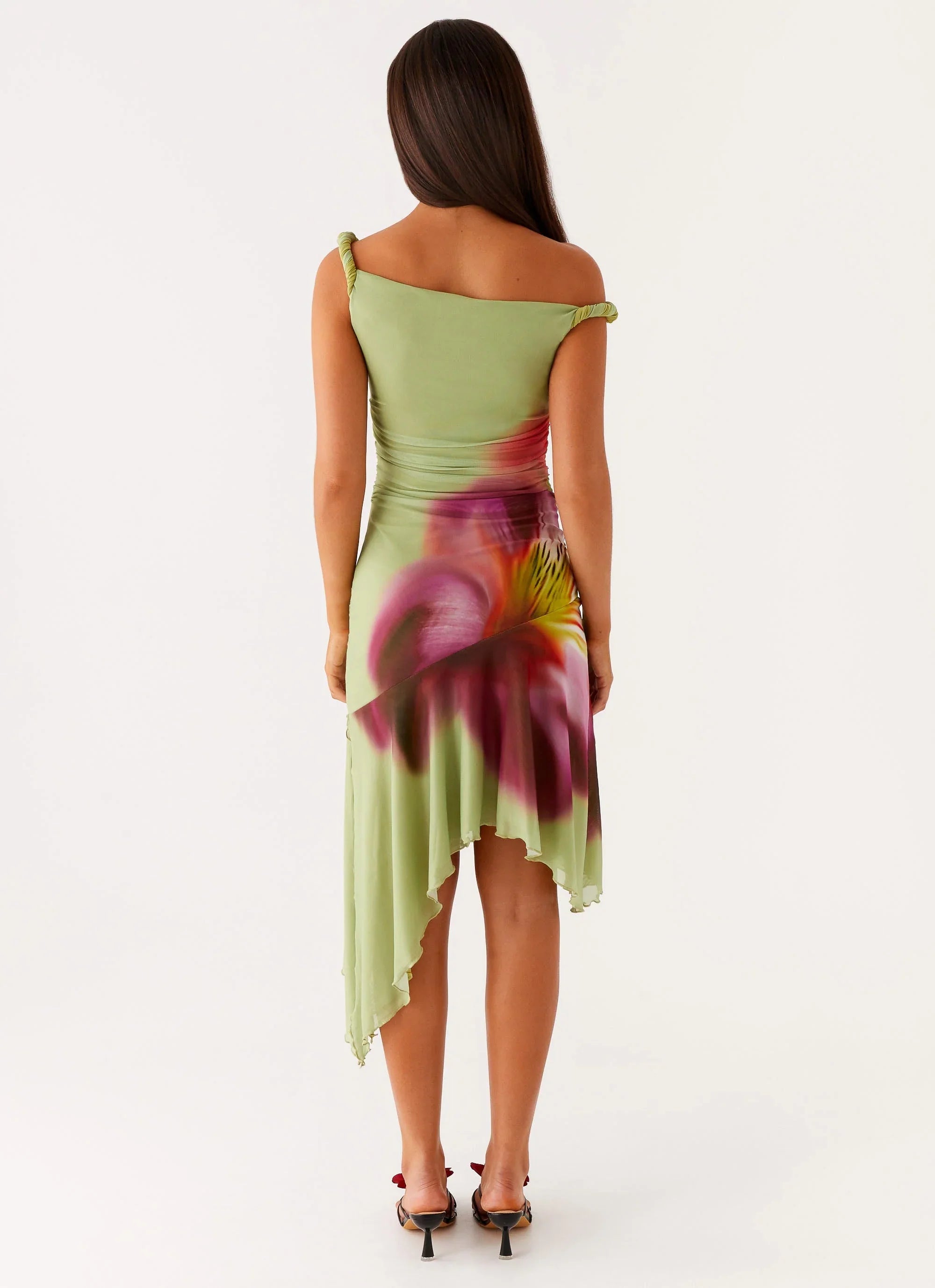 Huntah Midi Dress Green Tropical
