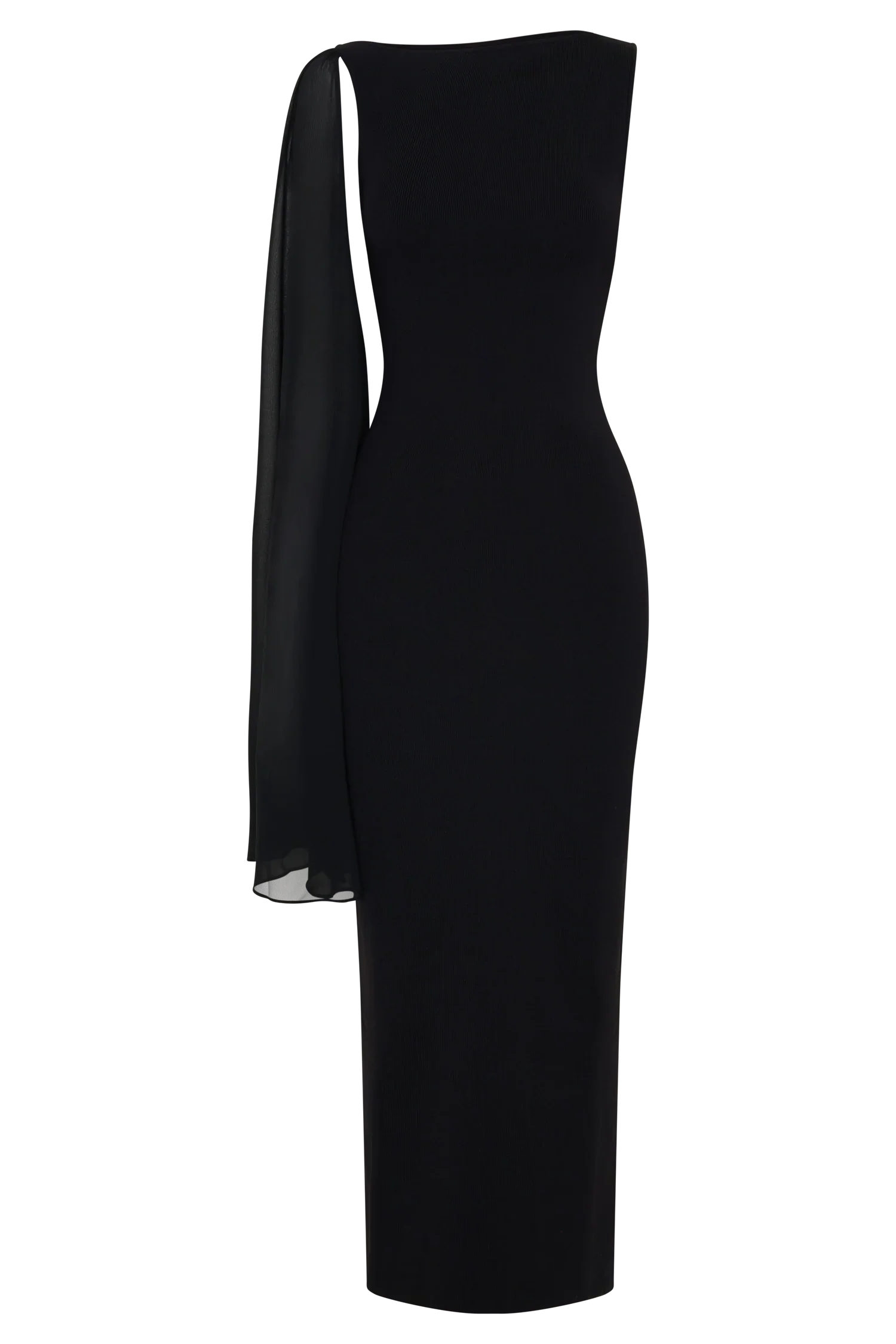 Farid Bandage Midi Dress With Chiffon Black