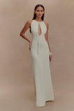 Beryl Slinky Maxi Dress With Pearls Ivory
