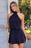 Bryan Black Polka Dot Halter Neck Mini Dress