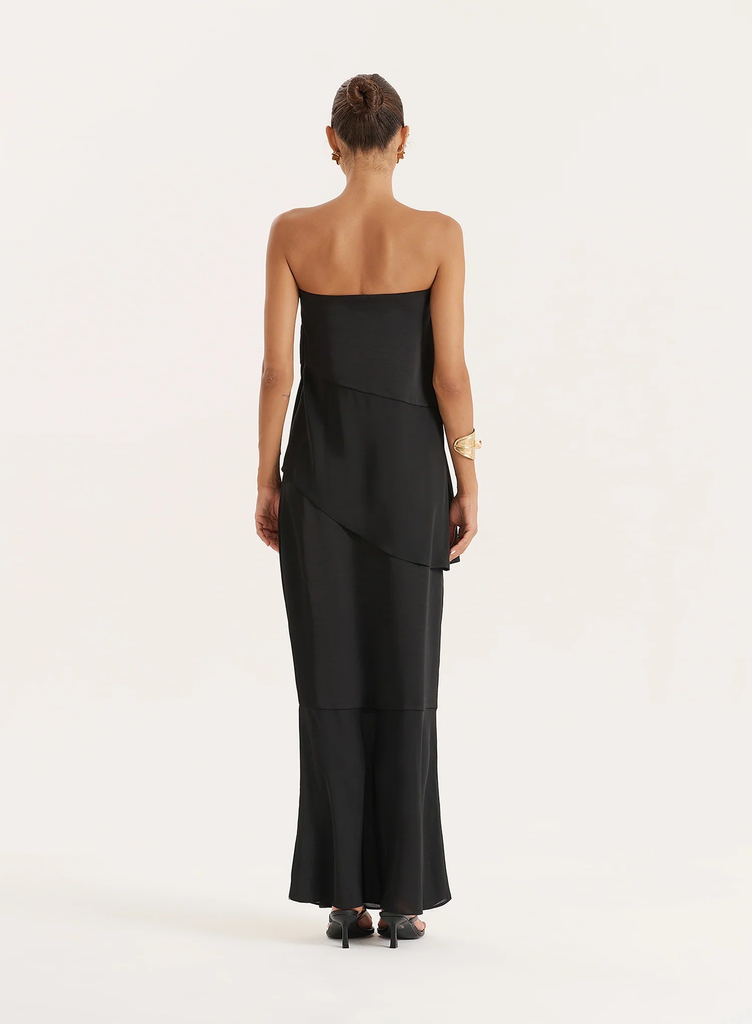 Black Satin And Chiffon Maxi Skirt