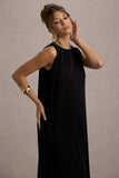 Hazelle Black Chiffon A Line Ruffled Maxi Dress