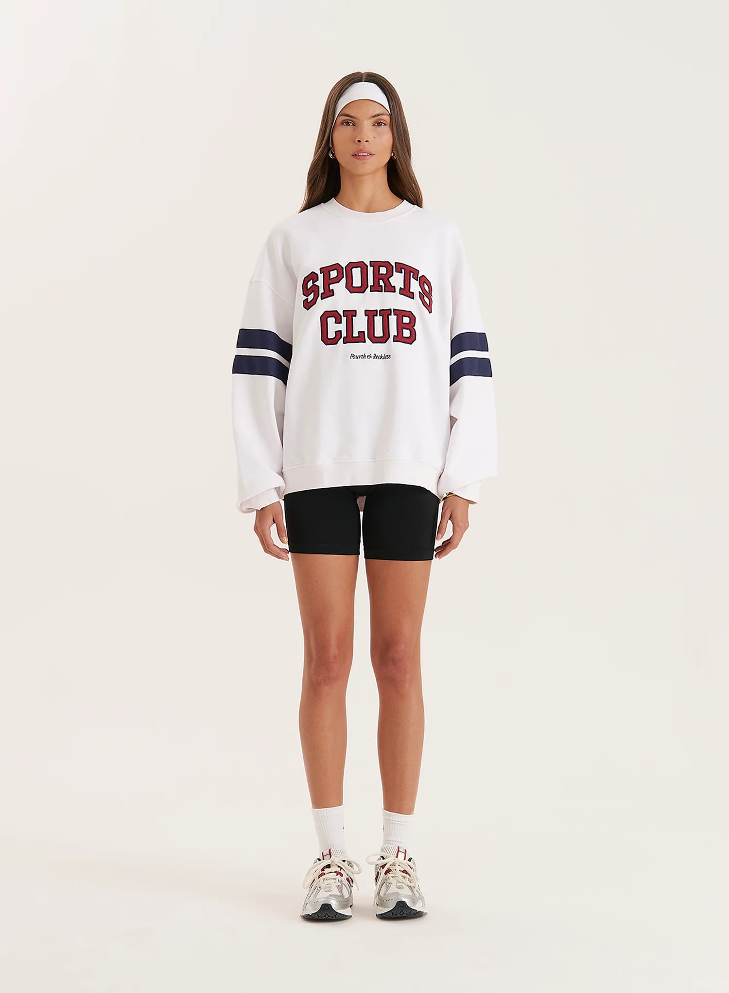 White Sports Club Slogan Oversized Sweatshirt