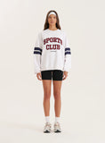 White Sports Club Slogan Oversized Sweatshirt