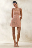 Orelisse Coral Lace Square Neck Mini Dress