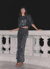 Black Sequin Maxi Skirt