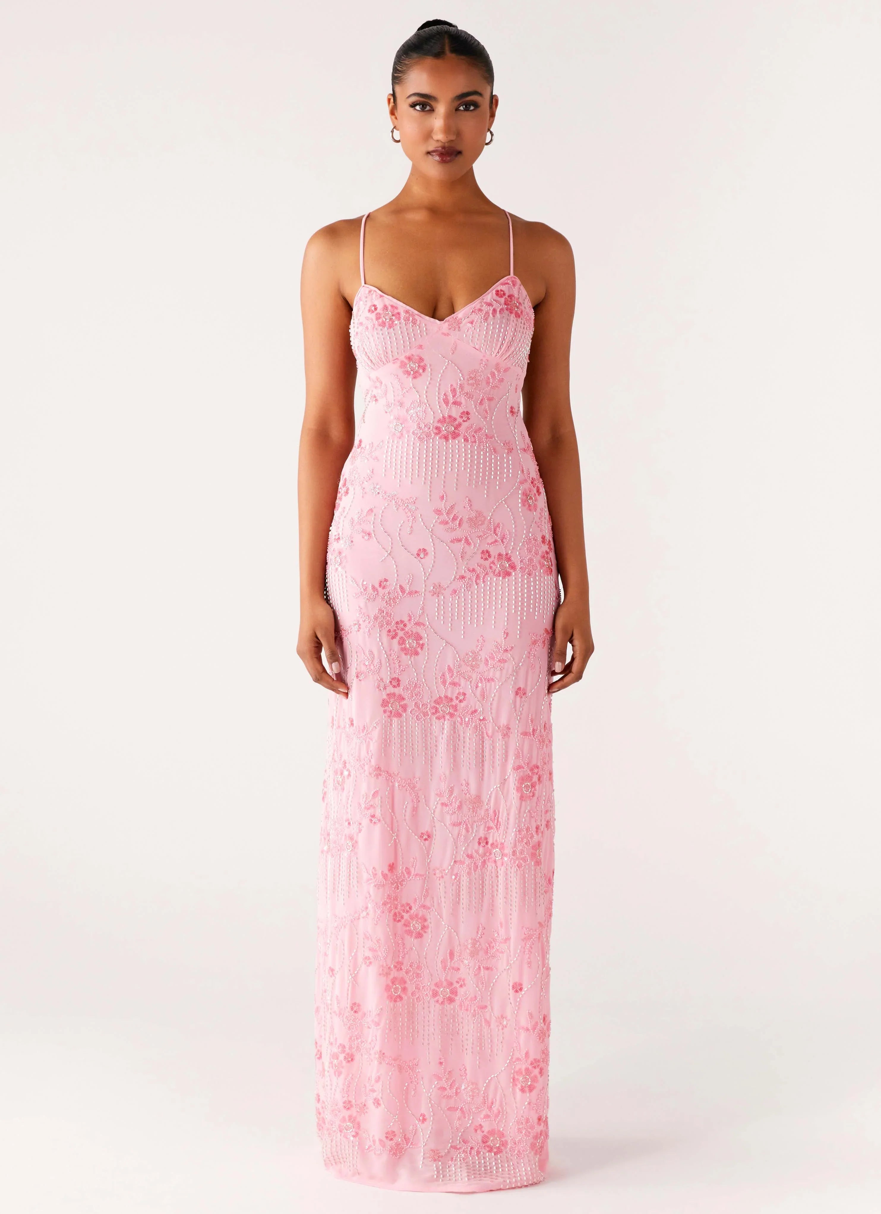 Vietta Sequin Cami Maxi Dress Pink