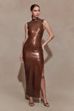 Veronica Sequin Midi Dress Chocolate