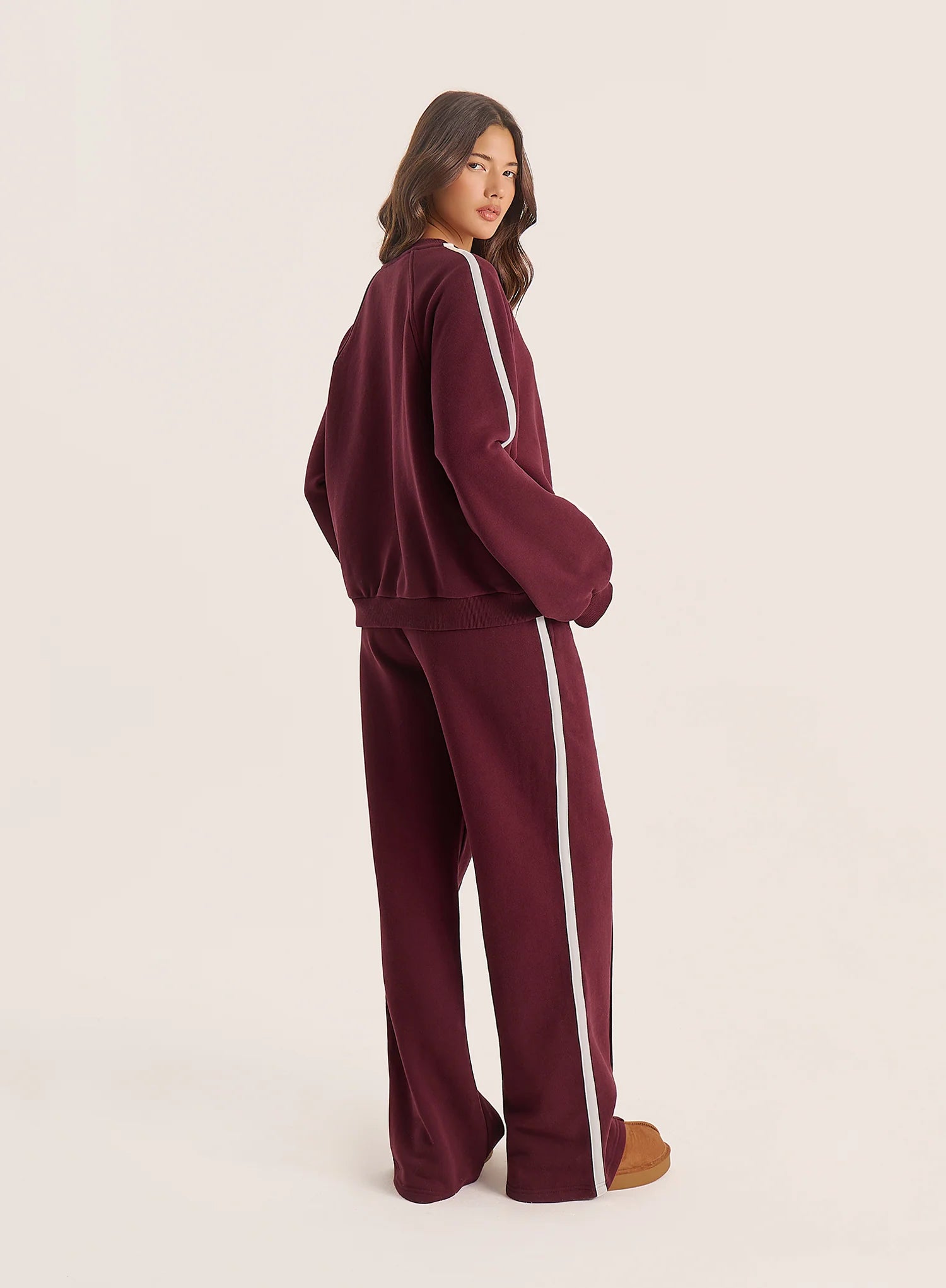 Burgundy Side Striped 4th Branded Joggers