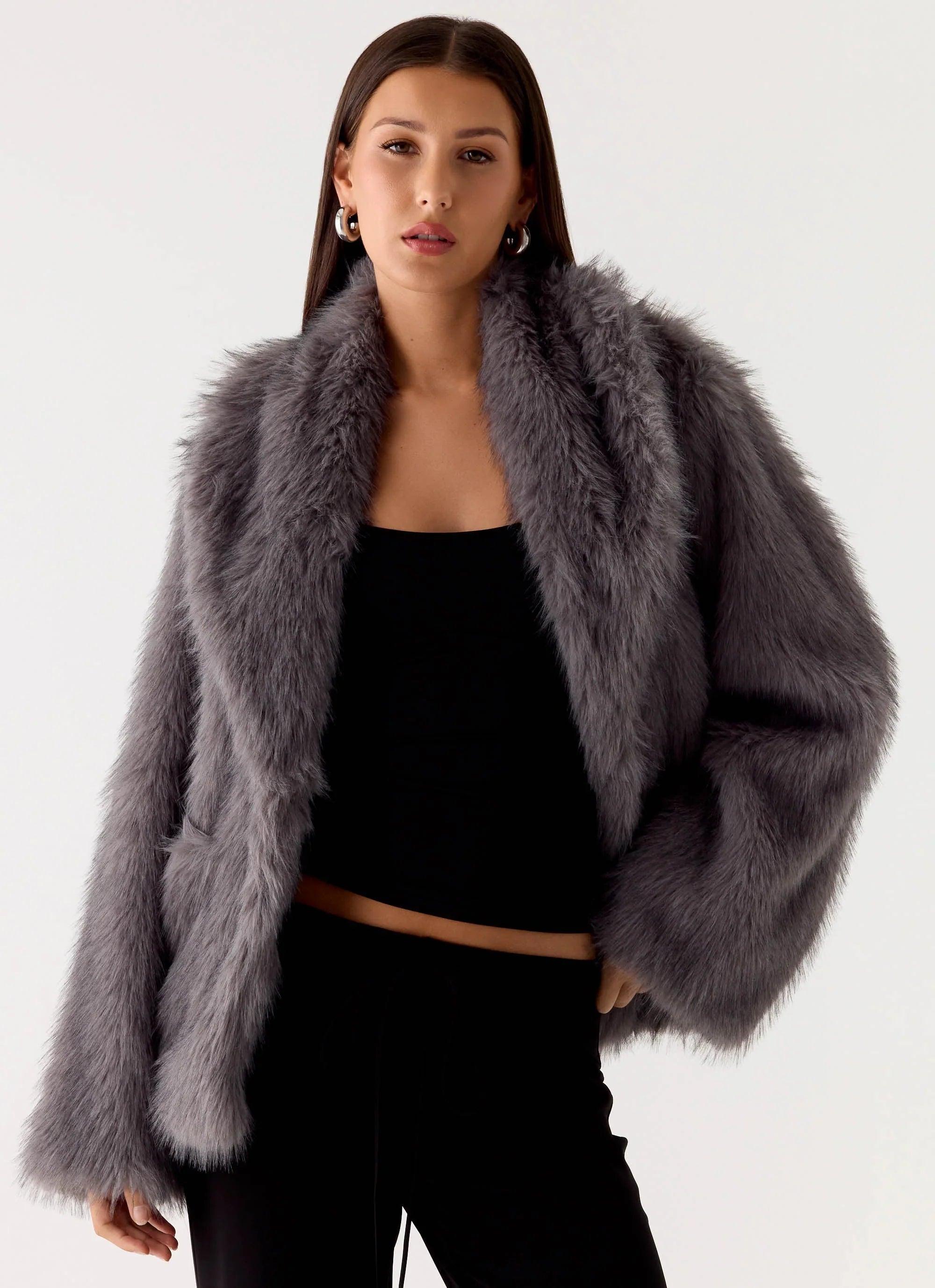 Katiana Faux Fur Jacket Grey