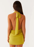 Eleanora Plunge Mini Dress Lime