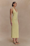 Ovina Halter Neck Knit Midi Dress Lemon