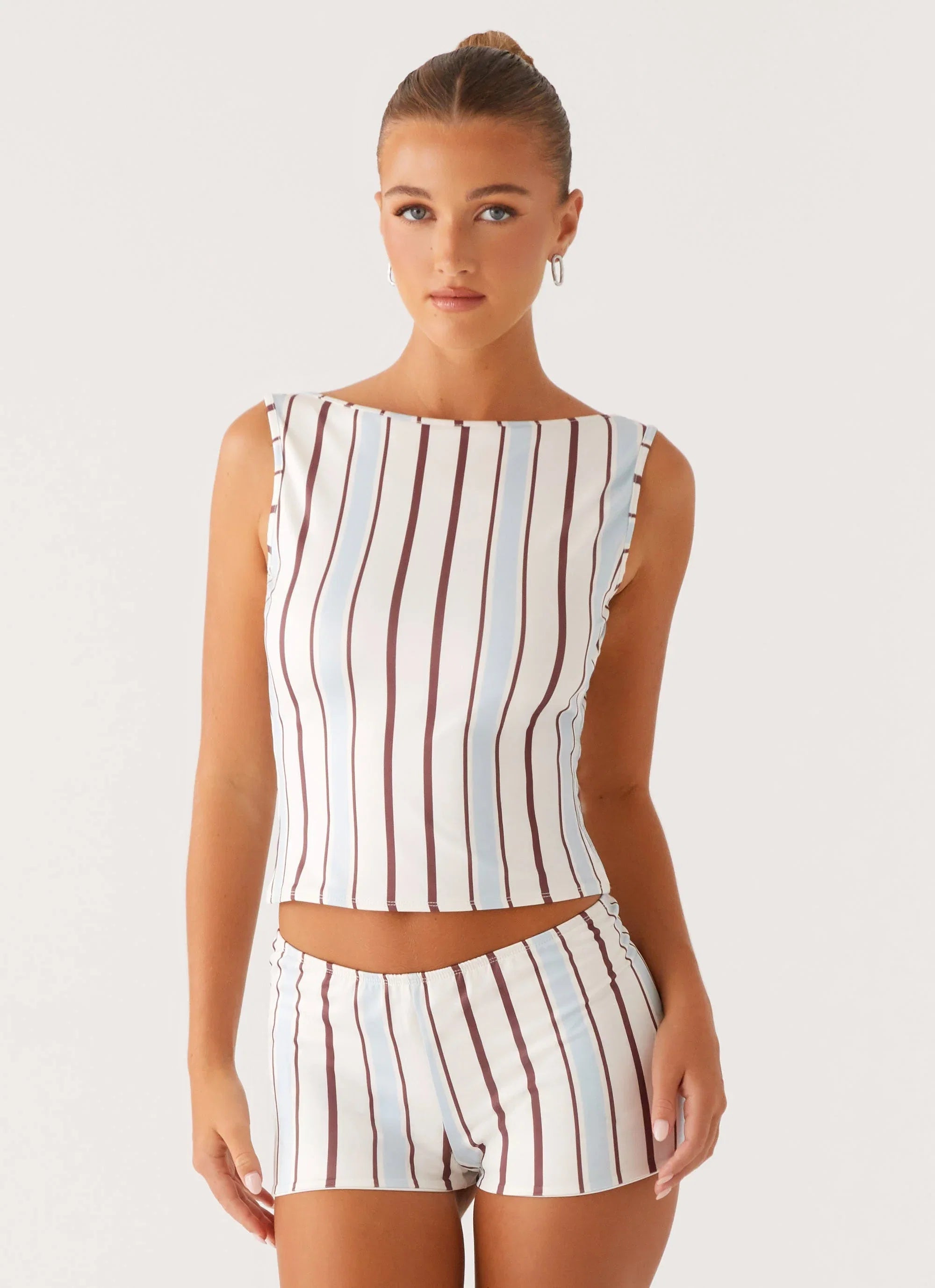 Suns Out Low Rise Mini Shorts Blue Stripe