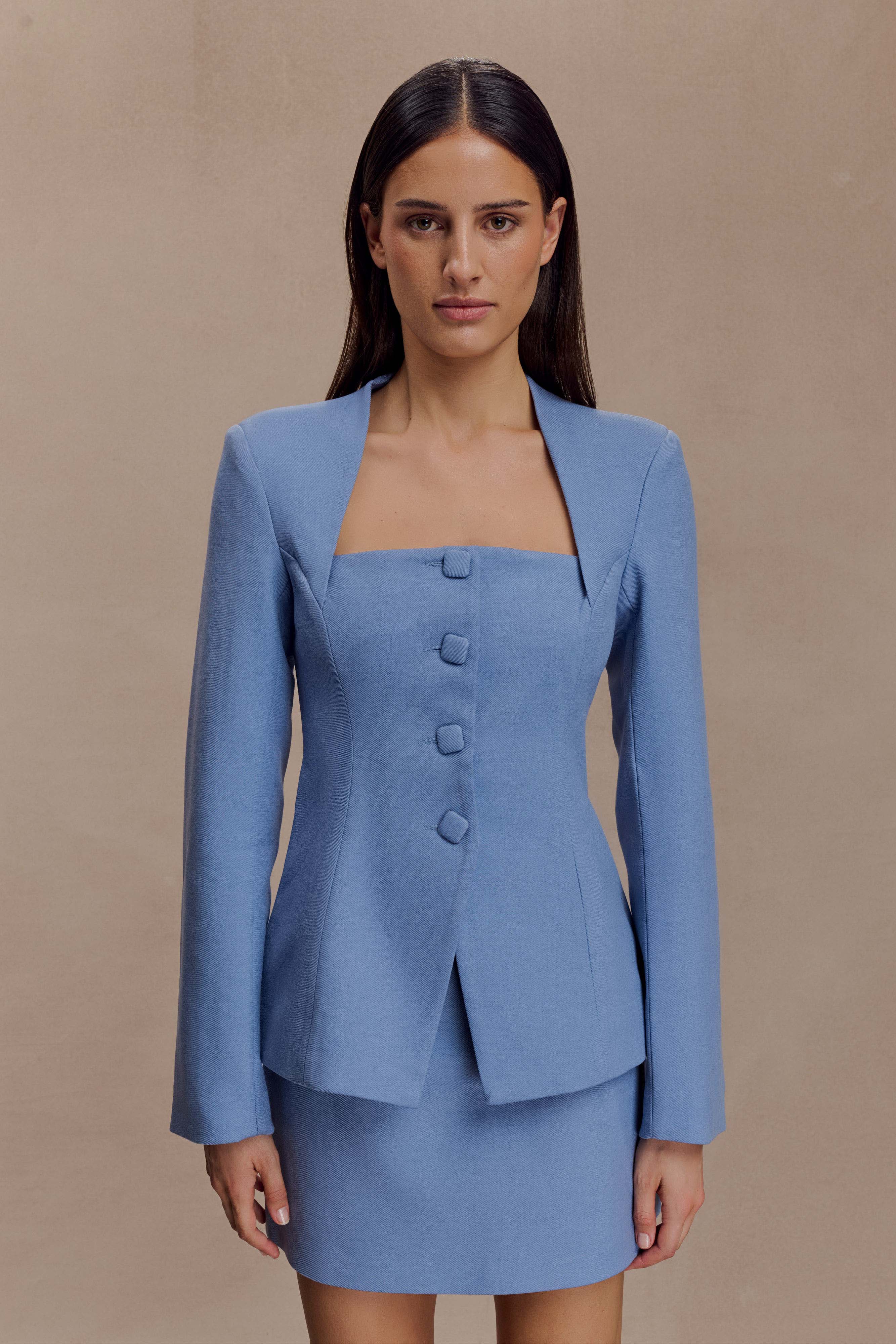 Christel Suiting Fitted Blazer Ocean Blue