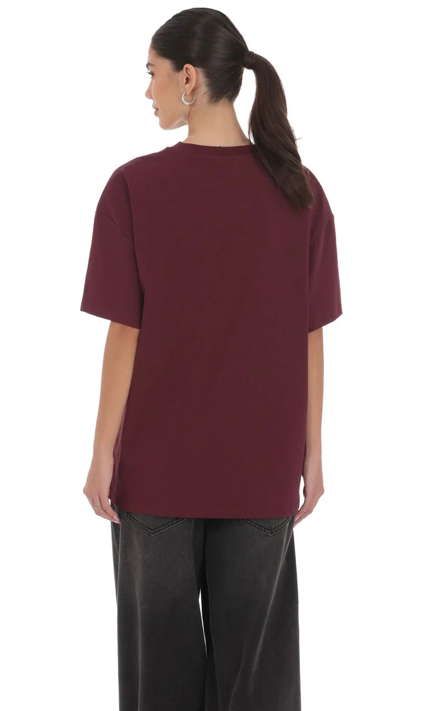 Lucy Graphic T Shirt in Burgundy