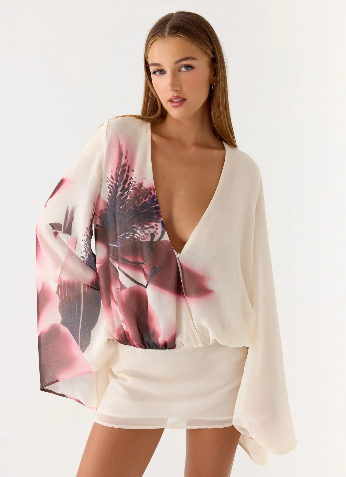 Junia Long Sleeve Mini Dress Velvet Bloom