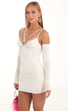 Velvet Cutout Dress and Gloves in White