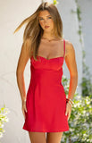 Tinsley Red Satin Party Mini Dress